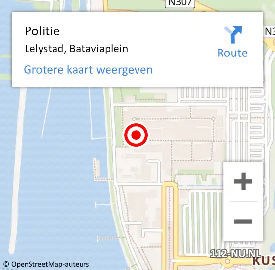 Locatie op kaart van de 112 melding: Politie Lelystad, Bataviaplein op 28 januari 2024 16:13