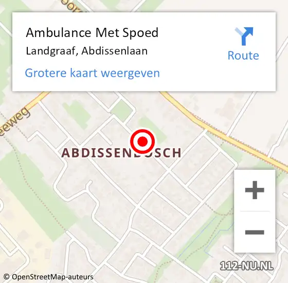 Locatie op kaart van de 112 melding: Ambulance Met Spoed Naar Landgraaf, Abdissenlaan op 23 september 2014 19:32