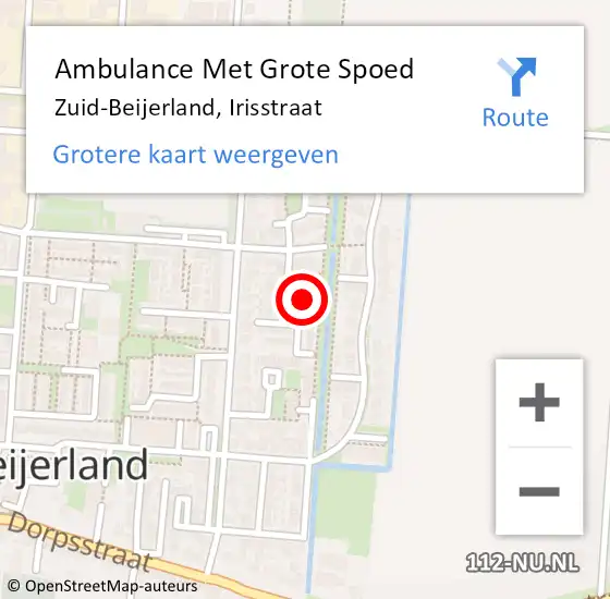 Locatie op kaart van de 112 melding: Ambulance Met Grote Spoed Naar Zuid-Beijerland, Irisstraat op 28 januari 2024 16:33