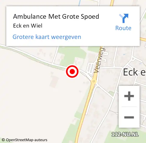 Locatie op kaart van de 112 melding: Ambulance Met Grote Spoed Naar Eck en Wiel op 28 januari 2024 16:40