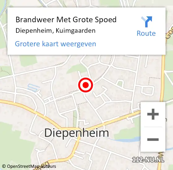 Locatie op kaart van de 112 melding: Brandweer Met Grote Spoed Naar Diepenheim, Kuimgaarden op 23 september 2014 19:33