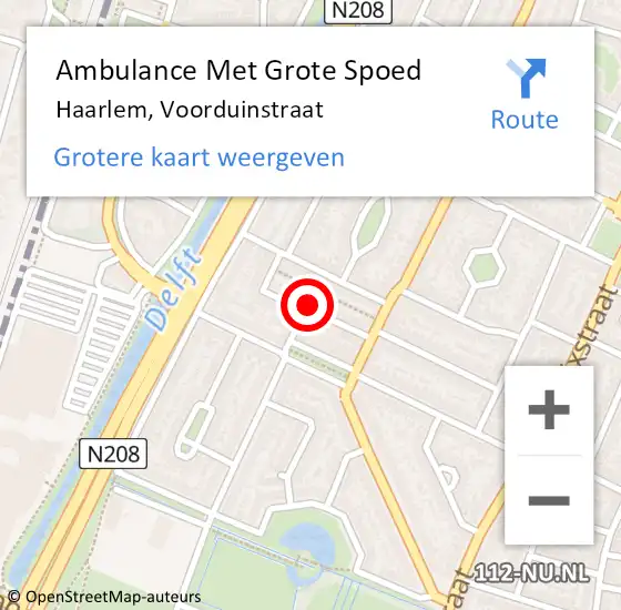 Locatie op kaart van de 112 melding: Ambulance Met Grote Spoed Naar Haarlem, Voorduinstraat op 28 januari 2024 16:57