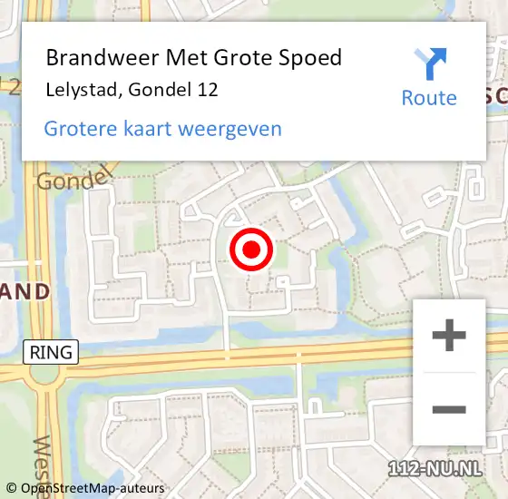 Locatie op kaart van de 112 melding: Brandweer Met Grote Spoed Naar Lelystad, Gondel 12 op 28 januari 2024 17:05