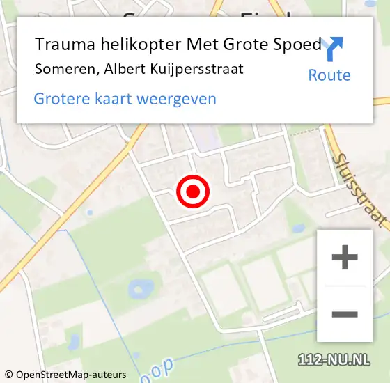 Locatie op kaart van de 112 melding: Trauma helikopter Met Grote Spoed Naar Someren, Albert Kuijpersstraat op 28 januari 2024 17:23
