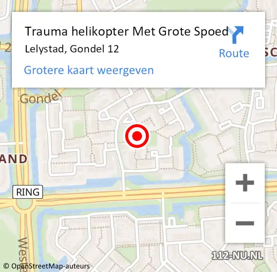 Locatie op kaart van de 112 melding: Trauma helikopter Met Grote Spoed Naar Lelystad, Gondel 12 op 28 januari 2024 17:25