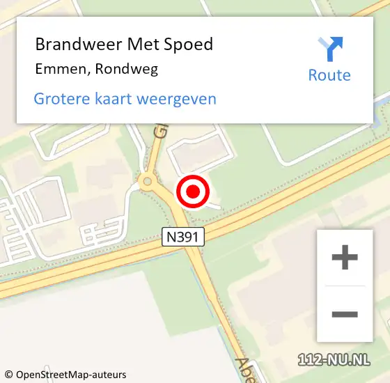 Locatie op kaart van de 112 melding: Brandweer Met Spoed Naar Emmen, Rondweg op 28 januari 2024 17:30