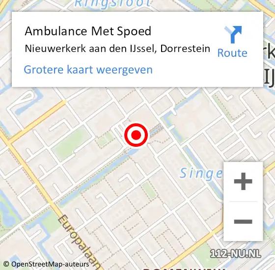 Locatie op kaart van de 112 melding: Ambulance Met Spoed Naar Nieuwerkerk aan den IJssel, Dorrestein op 28 januari 2024 18:17