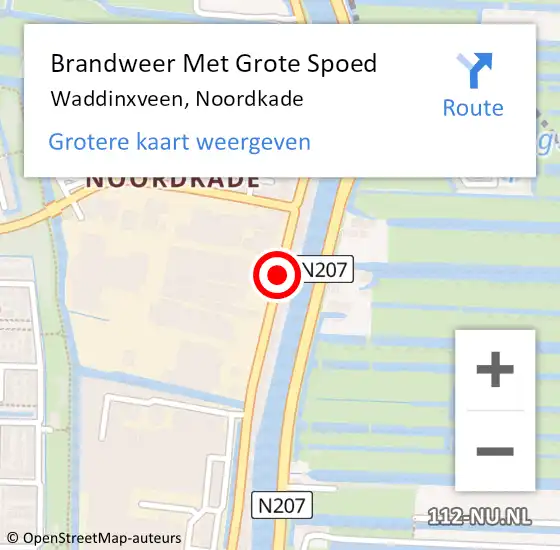 Locatie op kaart van de 112 melding: Brandweer Met Grote Spoed Naar Waddinxveen, Noordkade op 23 september 2014 19:50