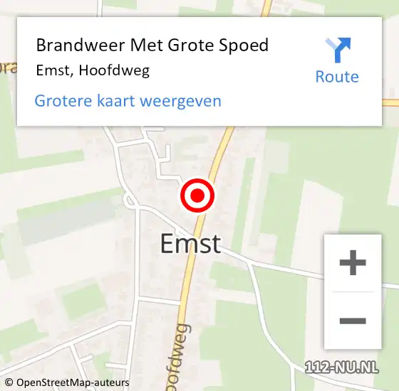 Locatie op kaart van de 112 melding: Brandweer Met Grote Spoed Naar Emst, Hoofdweg op 28 januari 2024 18:54