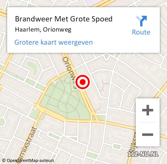 Locatie op kaart van de 112 melding: Brandweer Met Grote Spoed Naar Haarlem, Orionweg op 28 januari 2024 18:59