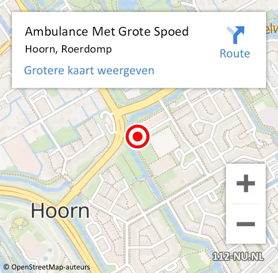Locatie op kaart van de 112 melding: Ambulance Met Grote Spoed Naar Hoorn, Roerdomp op 28 januari 2024 19:00