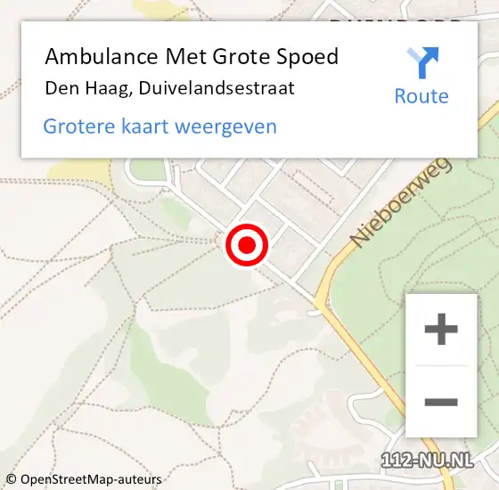 Locatie op kaart van de 112 melding: Ambulance Met Grote Spoed Naar Den Haag, Duivelandsestraat op 28 januari 2024 19:17