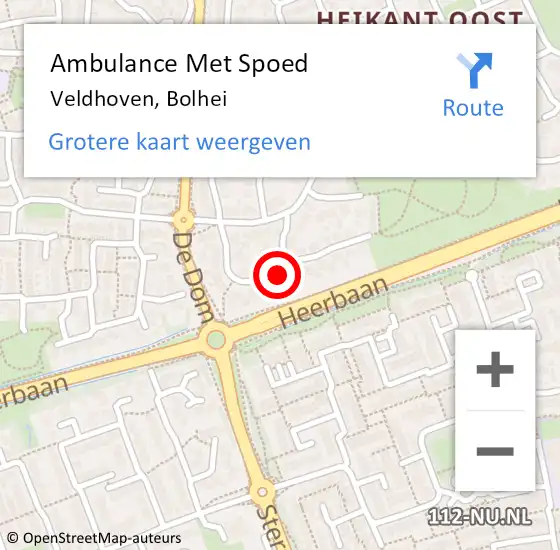 Locatie op kaart van de 112 melding: Ambulance Met Spoed Naar Veldhoven, Bolhei op 23 september 2014 19:55