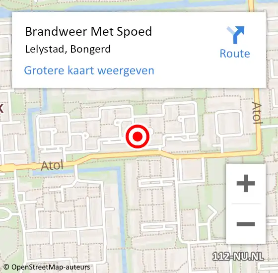 Locatie op kaart van de 112 melding: Brandweer Met Spoed Naar Lelystad, Bongerd op 28 januari 2024 19:19