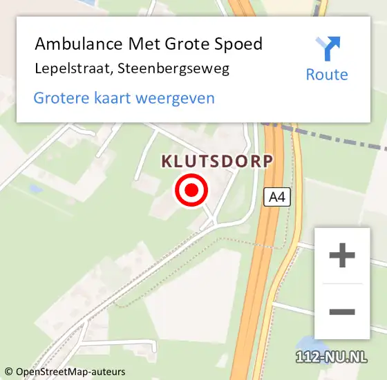 Locatie op kaart van de 112 melding: Ambulance Met Grote Spoed Naar Lepelstraat, Steenbergseweg op 23 september 2014 19:56