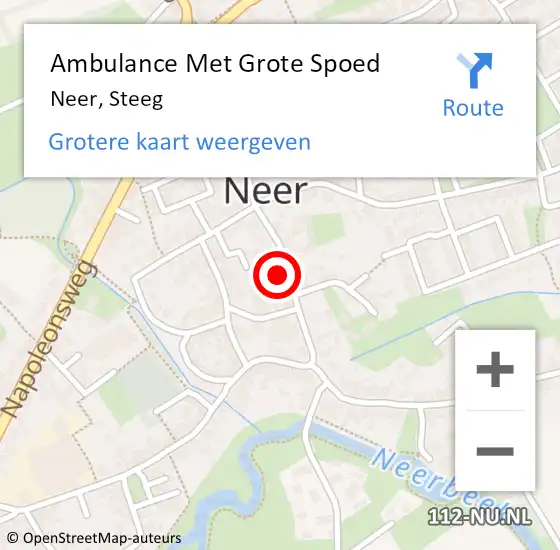 Locatie op kaart van de 112 melding: Ambulance Met Grote Spoed Naar Neer, Steeg op 23 september 2014 19:56