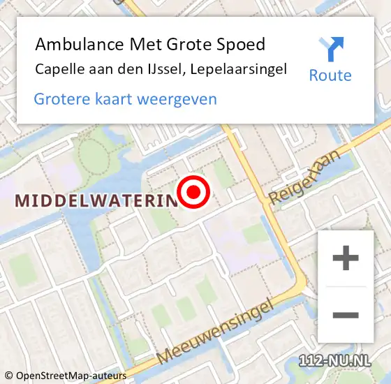 Locatie op kaart van de 112 melding: Ambulance Met Grote Spoed Naar Capelle aan den IJssel, Lepelaarsingel op 28 januari 2024 19:48