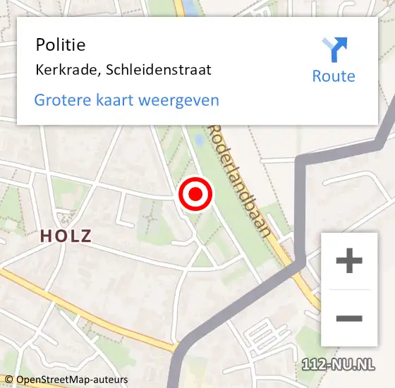 Locatie op kaart van de 112 melding: Politie Kerkrade, Schleidenstraat op 28 januari 2024 20:10