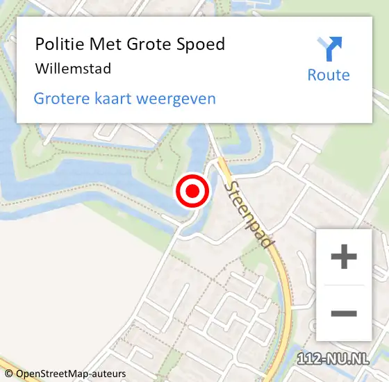 Locatie op kaart van de 112 melding: Politie Met Grote Spoed Naar Willemstad op 28 januari 2024 21:07