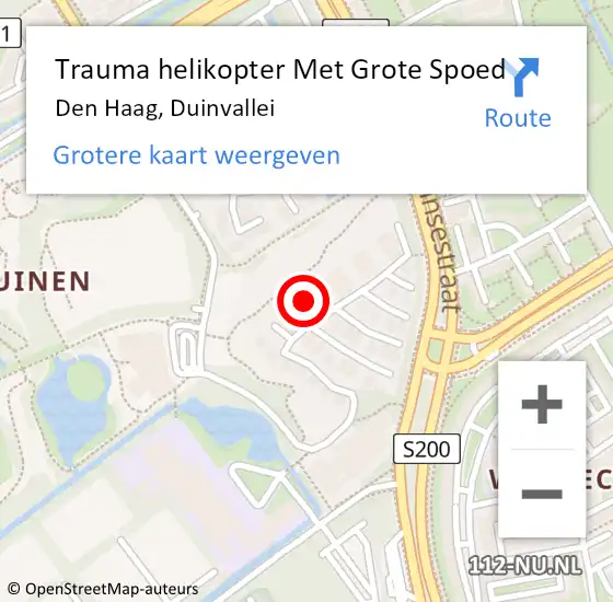 Locatie op kaart van de 112 melding: Trauma helikopter Met Grote Spoed Naar Den Haag, Duinvallei op 28 januari 2024 21:07