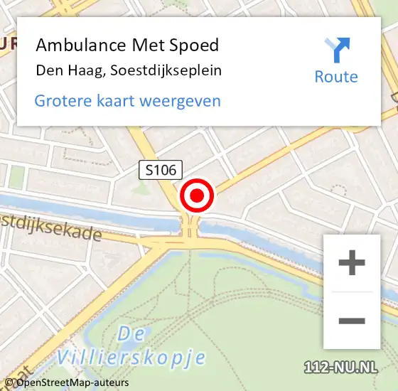 Locatie op kaart van de 112 melding: Ambulance Met Spoed Naar Den Haag, Soestdijkseplein op 28 januari 2024 21:38