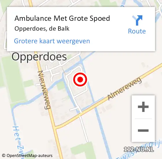 Locatie op kaart van de 112 melding: Ambulance Met Grote Spoed Naar Opperdoes, de Balk op 28 januari 2024 21:40