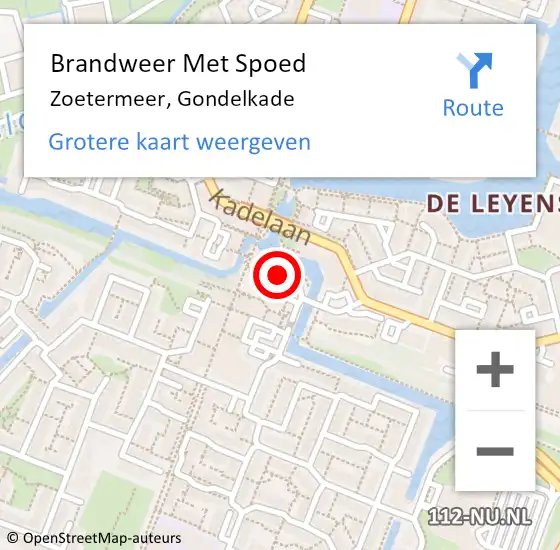 Locatie op kaart van de 112 melding: Brandweer Met Spoed Naar Zoetermeer, Gondelkade op 28 januari 2024 21:41