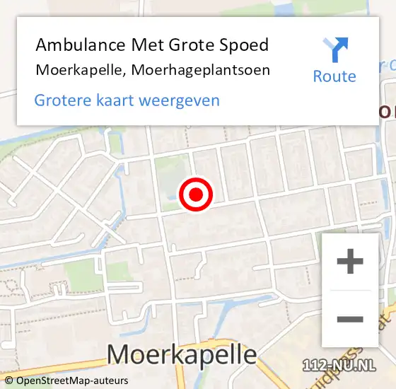 Locatie op kaart van de 112 melding: Ambulance Met Grote Spoed Naar Moerkapelle, Moerhageplantsoen op 28 januari 2024 21:51