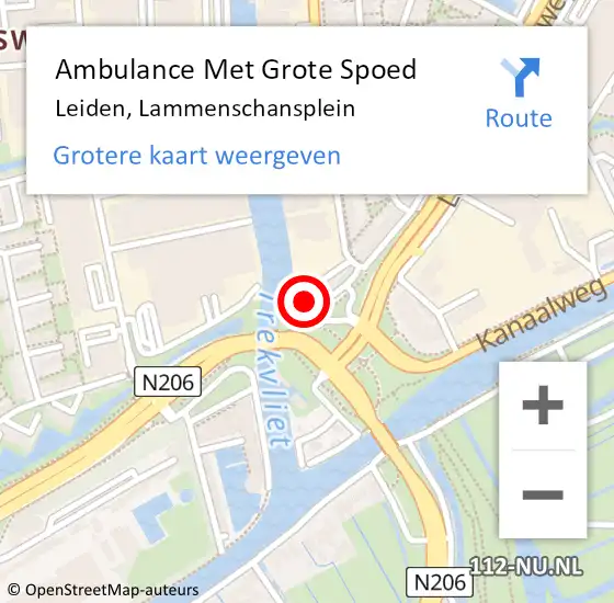 Locatie op kaart van de 112 melding: Ambulance Met Grote Spoed Naar Leiden, Lammenschansplein op 28 januari 2024 22:49