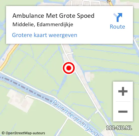 Locatie op kaart van de 112 melding: Ambulance Met Grote Spoed Naar Middelie, Edammerdijkje op 23 september 2014 20:16