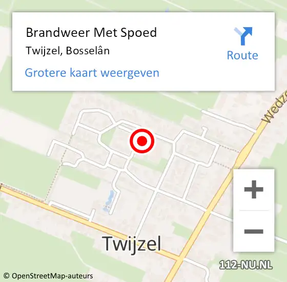 Locatie op kaart van de 112 melding: Brandweer Met Spoed Naar Twijzel, Bosselân op 28 januari 2024 23:57