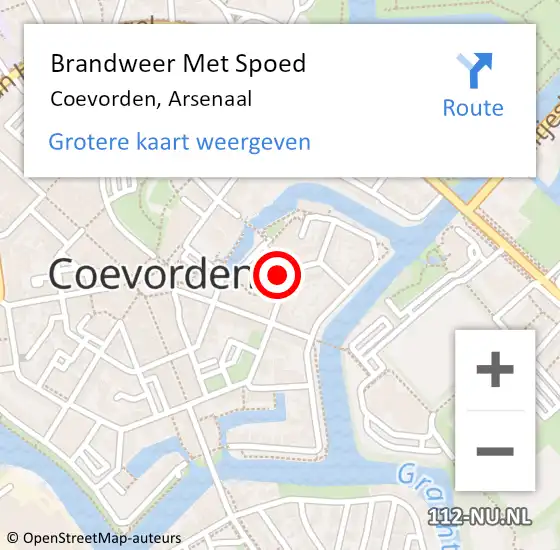 Locatie op kaart van de 112 melding: Brandweer Met Spoed Naar Coevorden, Arsenaal op 29 januari 2024 00:46