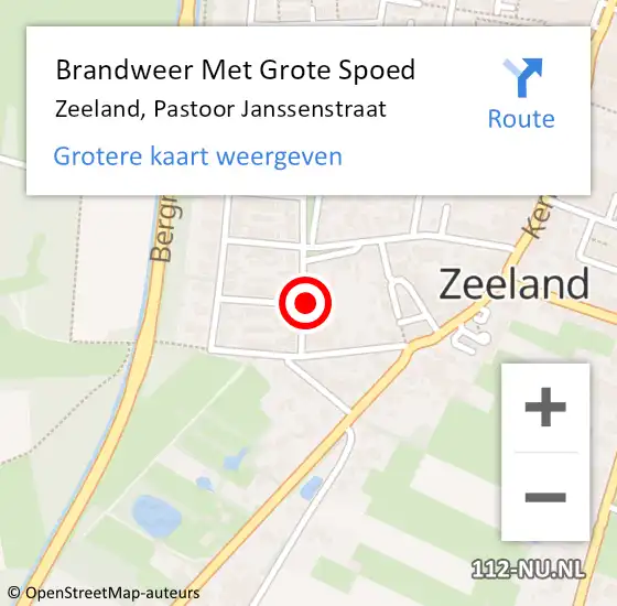 Locatie op kaart van de 112 melding: Brandweer Met Grote Spoed Naar Zeeland, Pastoor Janssenstraat op 29 januari 2024 01:08