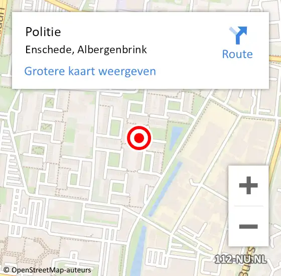 Locatie op kaart van de 112 melding: Politie Enschede, Albergenbrink op 29 januari 2024 01:30