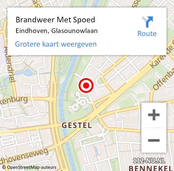 Locatie op kaart van de 112 melding: Brandweer Met Spoed Naar Eindhoven, Glasounowlaan op 29 januari 2024 02:30