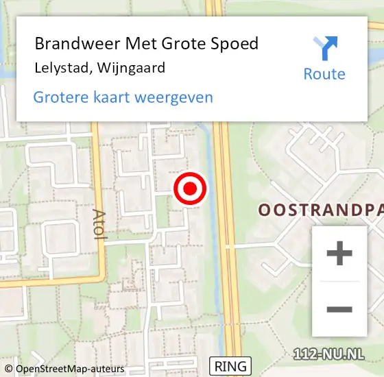 Locatie op kaart van de 112 melding: Brandweer Met Grote Spoed Naar Lelystad, Wijngaard op 29 januari 2024 03:53