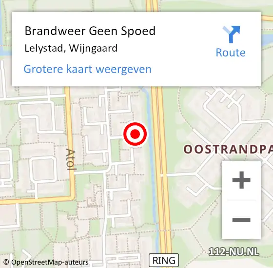 Locatie op kaart van de 112 melding: Brandweer Geen Spoed Naar Lelystad, Wijngaard op 29 januari 2024 03:55