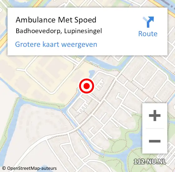 Locatie op kaart van de 112 melding: Ambulance Met Spoed Naar Badhoevedorp, Lupinesingel op 29 januari 2024 04:20