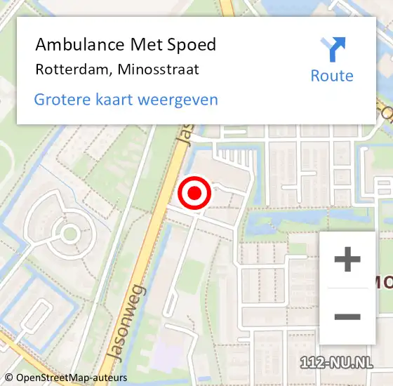 Locatie op kaart van de 112 melding: Ambulance Met Spoed Naar Rotterdam, Minosstraat op 29 januari 2024 05:02