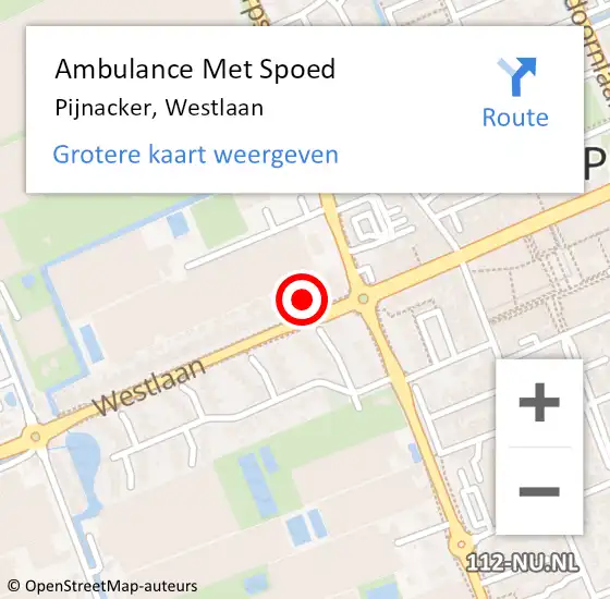 Locatie op kaart van de 112 melding: Ambulance Met Spoed Naar Pijnacker, Westlaan op 29 januari 2024 05:40