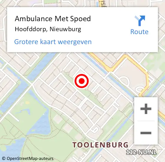 Locatie op kaart van de 112 melding: Ambulance Met Spoed Naar Hoofddorp, Nieuwburg op 29 januari 2024 06:43