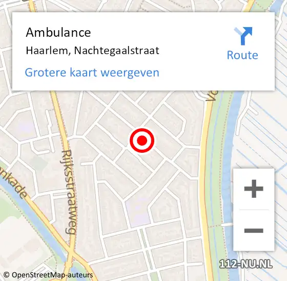 Locatie op kaart van de 112 melding: Ambulance Haarlem, Nachtegaalstraat op 29 januari 2024 07:26