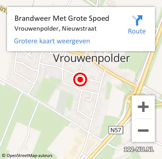 Locatie op kaart van de 112 melding: Brandweer Met Grote Spoed Naar Vrouwenpolder, Nieuwstraat op 29 januari 2024 08:06