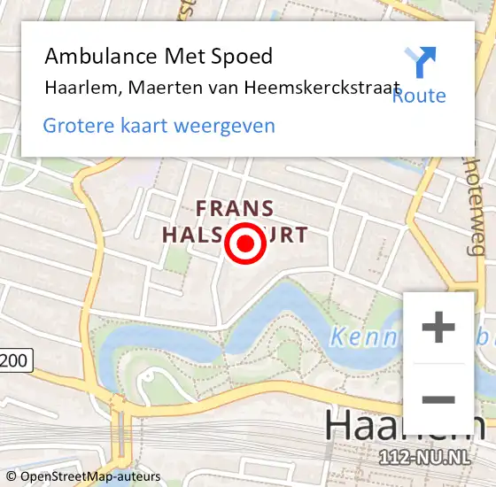 Locatie op kaart van de 112 melding: Ambulance Met Spoed Naar Haarlem, Maerten van Heemskerckstraat op 29 januari 2024 08:16