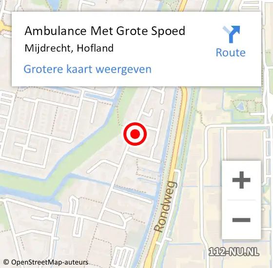 Locatie op kaart van de 112 melding: Ambulance Met Grote Spoed Naar Mijdrecht, Hofland op 29 januari 2024 08:58