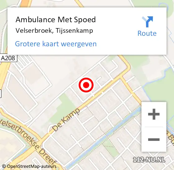 Locatie op kaart van de 112 melding: Ambulance Met Spoed Naar Velserbroek, Tijssenkamp op 29 januari 2024 09:02