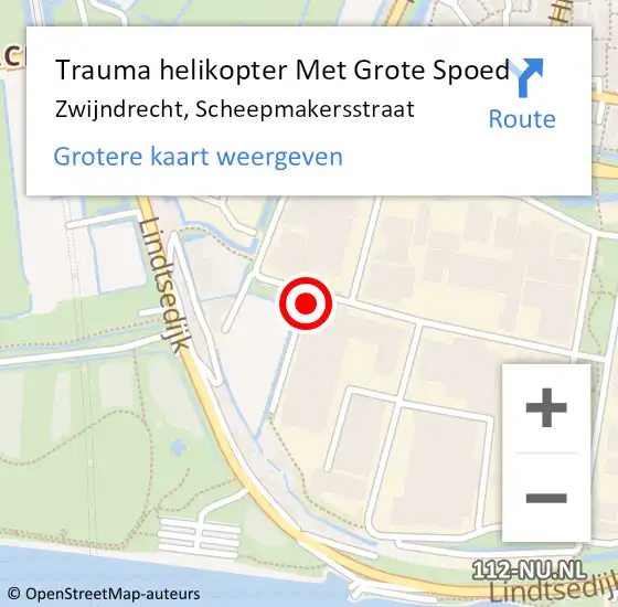 Locatie op kaart van de 112 melding: Trauma helikopter Met Grote Spoed Naar Zwijndrecht, Scheepmakersstraat op 29 januari 2024 09:14