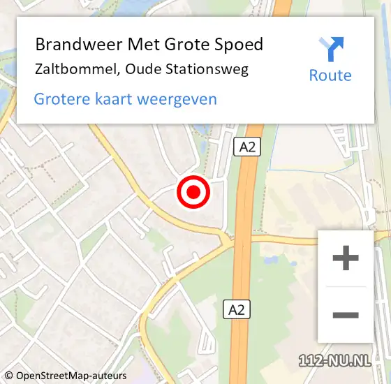 Locatie op kaart van de 112 melding: Brandweer Met Grote Spoed Naar Zaltbommel, Oude Stationsweg op 29 januari 2024 09:18