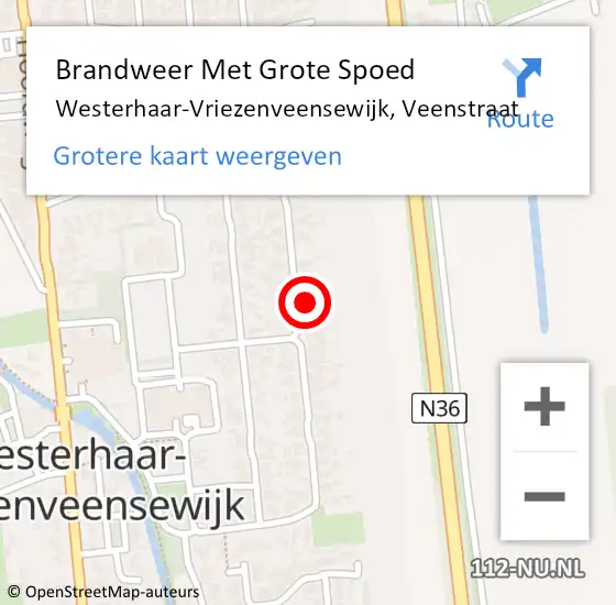 Locatie op kaart van de 112 melding: Brandweer Met Grote Spoed Naar Westerhaar-Vriezenveensewijk, Veenstraat op 29 januari 2024 09:20