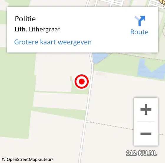 Locatie op kaart van de 112 melding: Politie Lith, Lithergraaf op 29 januari 2024 09:24